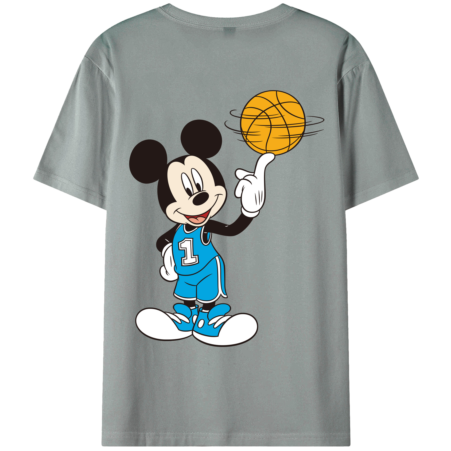 ミッキーマウス Mickey Mouse 綿100％ メンズ半袖Tシャツ（バックプリント） 通気性